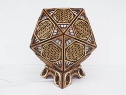 Flower Of Life Wooden Bedside Lamp, Design Based On Sacred Geometry, Icosehadron - thumbnail 1