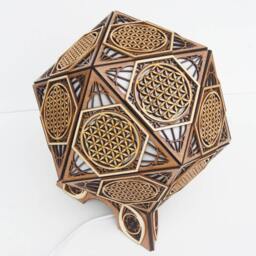 Flower Of Life Wooden Bedside Lamp, Design Based On Sacred Geometry, Icosehadron - thumbnail 2