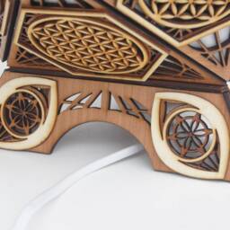 Flower Of Life Wooden Bedside Lamp, Design Based On Sacred Geometry, Icosehadron - thumbnail 3