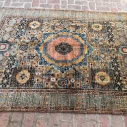 5x9 Afghan Wool Rug - Handwoven Oriental Medallion Carpet Rustic Green & Brown Tones Elegant Traditional Home Accent Boho Gift - thumbnail 2