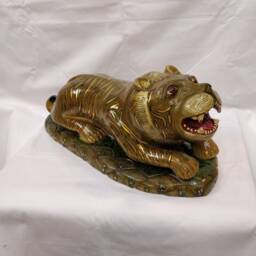 Jade Stone Lion Statue, Gemstone Lion Animals, Carved Home Decoration, Personalized Gifts - thumbnail 1