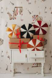 Set Of Three Christmas Patchwork Pillows, Holiday Gift For Kids, Lollipop Cushion, Candy-Inspired Decorative Festive Throw Pillows - thumbnail 1