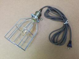 Vintage Style Brass Lampholder Pendant Socket W/12 Ft Brown 2-Wire Round Cord & Plug, Edison Light Bulb, Silver Metal Cage, Free Us Shipping - thumbnail 1