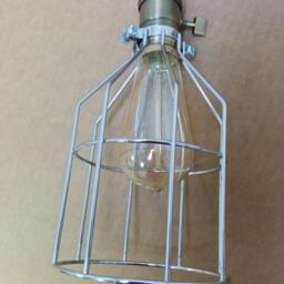 Vintage Style Brass Lampholder Pendant Socket W/12 Ft Brown 2-Wire Round Cord & Plug, Edison Light Bulb, Silver Metal Cage, Free Us Shipping - thumbnail 2