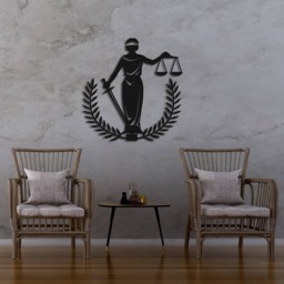 Lady Justice Themis With Laurel Wreath Metal Wall Art, Lawyer Office Decor, Law Firm Sculpture, Symbol Art - thumbnail 4