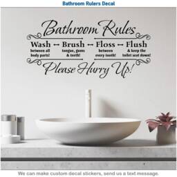 Bathroom Rules, Quote Saying, Vinyl Wall, Home Decor Art, Sticker Decal, 052 - thumbnail 1