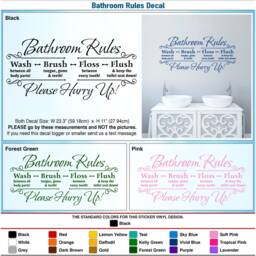 Bathroom Rules, Quote Saying, Vinyl Wall, Home Decor Art, Sticker Decal, 052 - thumbnail 2