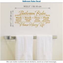 Bathroom Rules, Quote Saying, Vinyl Wall, Home Decor Art, Sticker Decal, 052 - thumbnail 3