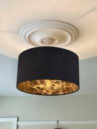 Handmade Black Cotton Drum Lampshade With Metallic Bronze Interior