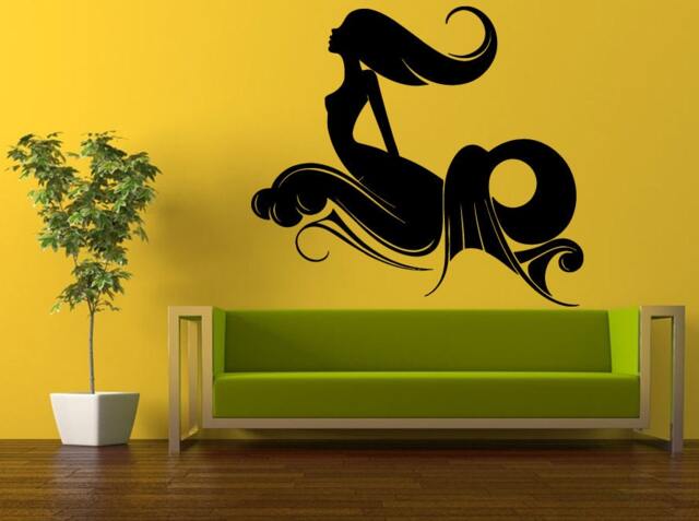 Wall Decal Vinyl Sticker Decals Interior Decor Diy Free Shipping Sea Ocean Beautiful Girl Mermaid Riding Waves L530 - image 1