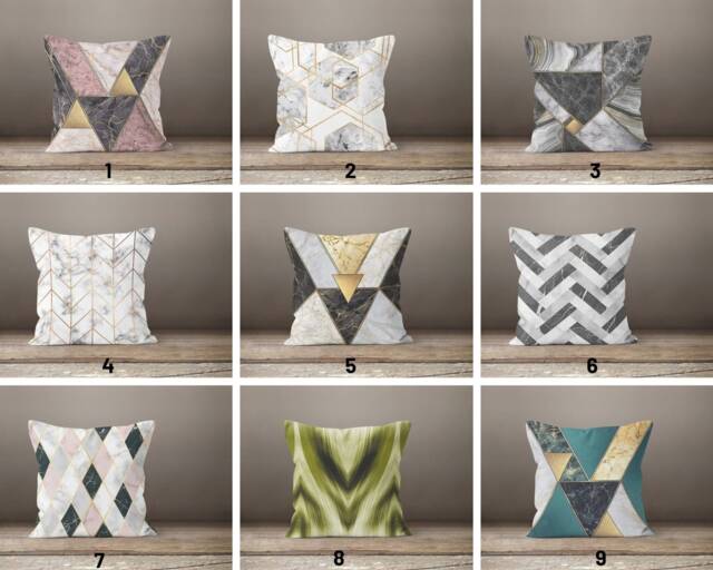 Marble Pattern Pillow Cover/ Modern Cushion Case/ Indoor & Garden Sofa Personalized New Home Gift - image 1