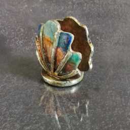 Raku Ceramic Seashell Sponge Holder - Desk Letter/Pottery Napkin Beach Home Decor, Coastal Accssory Custom Colors - thumbnail 3