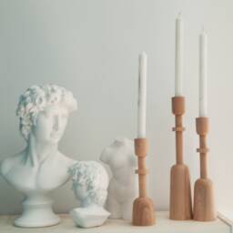 Personalized Wood Candlestick Set Handmade Minimalist Home Decor - thumbnail 4
