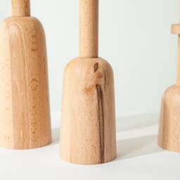 Personalized Wood Candlestick Set Handmade Minimalist Home Decor - thumbnail 3