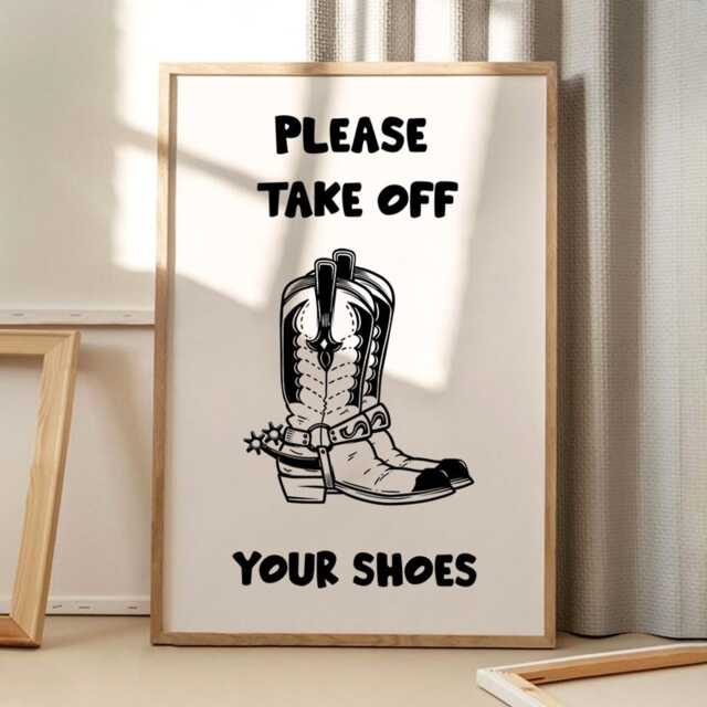 Please Take Off Your Shoes Art Canvas Poster, Trendy Wall Art, Girls Aesthetic Decor, Retro Home Printed Gift - image 1