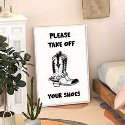 Please Take Off Your Shoes Art Canvas Poster, Trendy Wall Art, Girls Aesthetic Decor, Retro Home Printed Gift - thumbnail 3