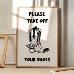 Please Take Off Your Shoes Art Canvas Poster, Trendy Wall Art, Girls Aesthetic Decor, Retro Home Printed Gift - thumbnail 1