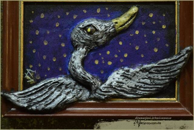 Silver Swan/Cigno D'argento Ooak Mixed Media Artwork Sculpture Painting - Artwork Sculpt - image 1