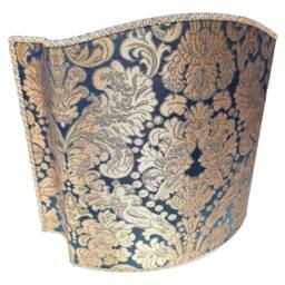 Venetian Lamp Shade Blue & Gold Silk Brocatelle Rubelli Fabric Tebaldo Pattern Half Lampshade - Made in Italy - thumbnail 4