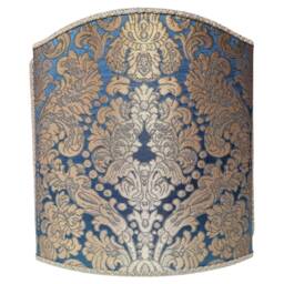 Venetian Lamp Shade Blue & Gold Silk Brocatelle Rubelli Fabric Tebaldo Pattern Half Lampshade - Made in Italy - thumbnail 1