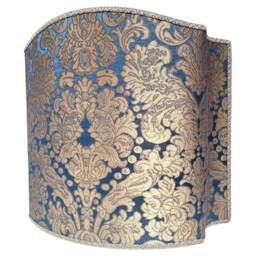 Venetian Lamp Shade Blue & Gold Silk Brocatelle Rubelli Fabric Tebaldo Pattern Half Lampshade - Made in Italy - thumbnail 3
