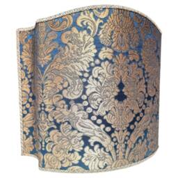 Venetian Lamp Shade Blue & Gold Silk Brocatelle Rubelli Fabric Tebaldo Pattern Half Lampshade - Made in Italy - thumbnail 2