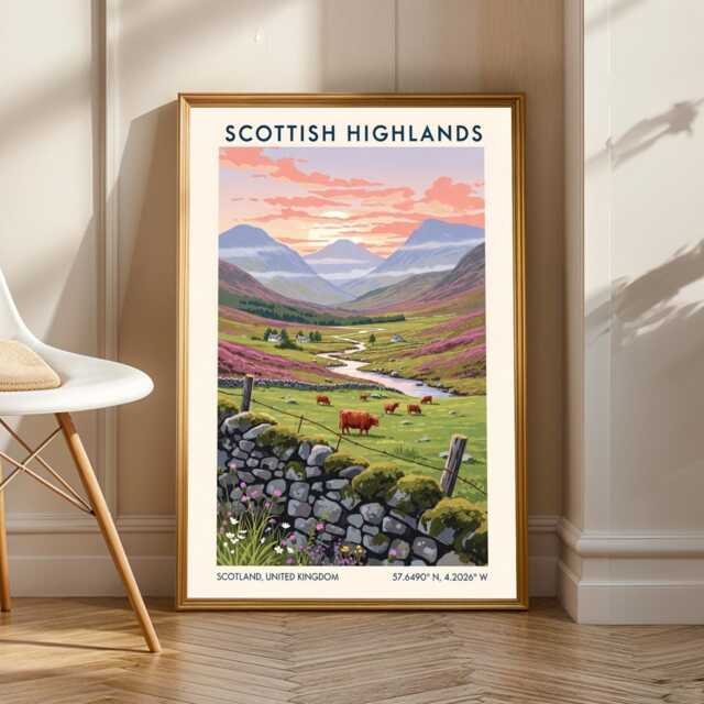 Scottish Highlands Landscape Poster Contemporary Countryside Art - image 1