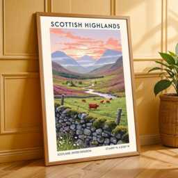 Scottish Highlands Landscape Poster Contemporary Countryside Art - thumbnail 3