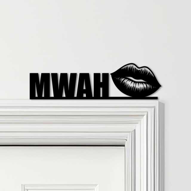 Door Topper Kiss Mwah Letterings Lips Various Colours Decorative Sign - Sign, Novelty Wall Decor, Frame Art, Art - image 1