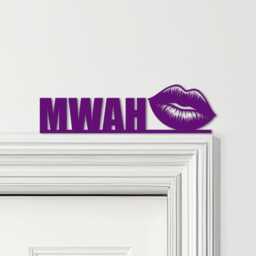 Door Topper Kiss Mwah Letterings Lips Various Colours Decorative Sign - Sign, Novelty Wall Decor, Frame Art, Art - thumbnail 4