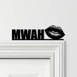 Door Topper Kiss Mwah Letterings Lips Various Colours Decorative Sign - Sign, Novelty Wall Decor, Frame Art, Art - thumbnail 1