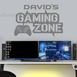 Personalised Gaming Zone Wall Sticker - Custom Gamer Name Decal Room Art Kids Bedroom Decor Vinyl Xb - thumbnail 2