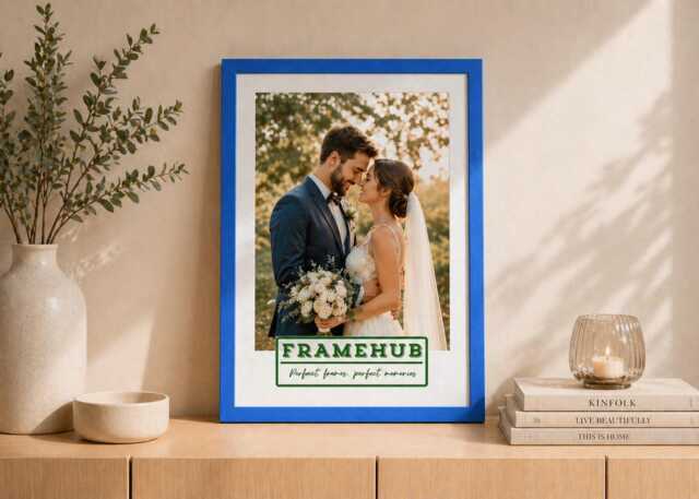 Blue A1 A2 A3 A4 A5 Slim Brushed Wood Photo Frame Modern Gallery Wall Art Home D??cor - image 1