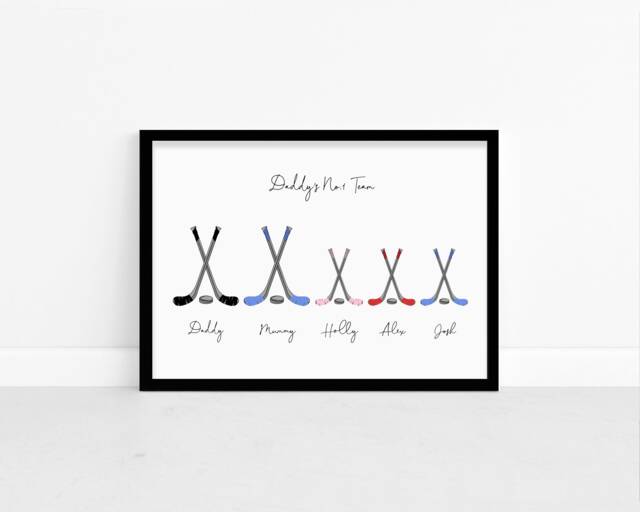 Personalised Hockey Family Stick Print - Custom Wall Art Player Fan Gifts - image 1