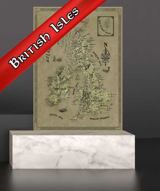 UK Canvas, British Isles Fantasy Map, Wall Art, Gifts, Geeky Gift For Him, Her, Friend, Hand Drawn - image 1