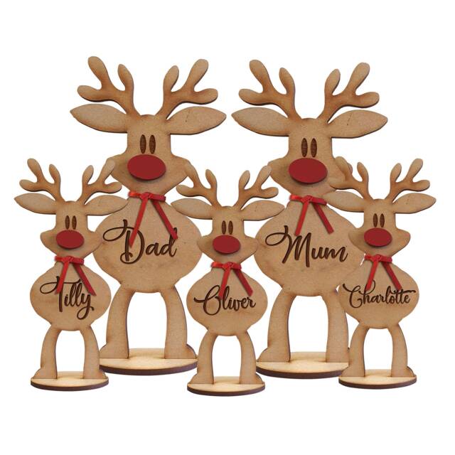 Personalised Freestanding Reindeer, Family Christmas Decoration, Place Names Setting Decoration - image 1
