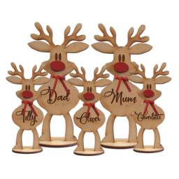 Personalised Freestanding Reindeer, Family Christmas Decoration, Place Names Setting Decoration - thumbnail 1