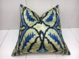 Handwoven Silk Ikat Pillow Cover, 16x16 - Modern Home Decor - thumbnail 1
