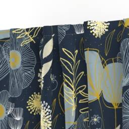Mod Firefly Curtain Panel - Botanical Blooms Night Garden Dark Meadow Midcentury Modern Custom Spring Floral By Friztin - thumbnail 3