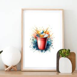 Beer Pong Print Poster Set - Of 3 Uni Posters - Watercolour Art Painting Decoration Decor Game Room Wall Gifts Artwork - thumbnail 2