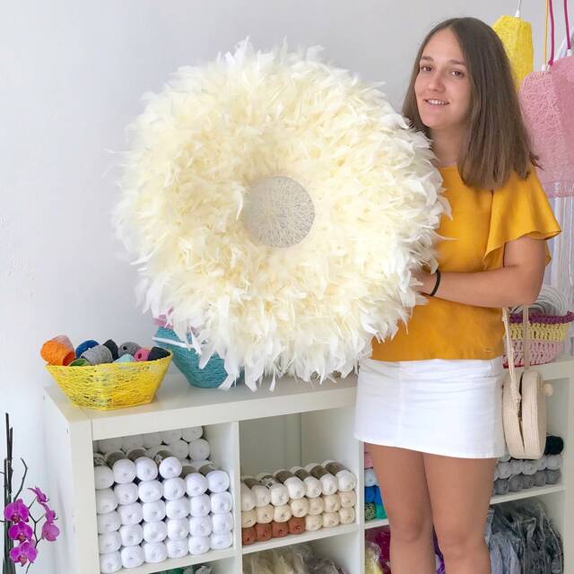 Juju Hat Wall Decor, Wall Decor Juju Hat, White, White Hats, Feathers, Feathers Home - Juju Donut - image 1