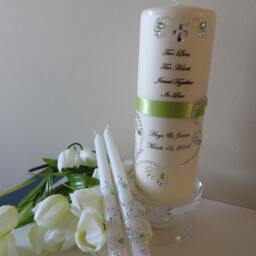 Three Piece Monogrammed Unity Candle Set With Verse - Two Lives - thumbnail 3