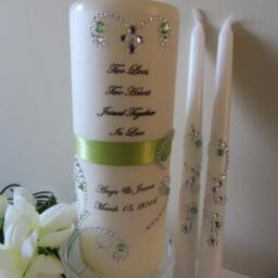 Three Piece Monogrammed Unity Candle Set With Verse - Two Lives - thumbnail 4