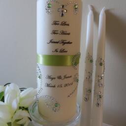 Three Piece Monogrammed Unity Candle Set With Verse - Two Lives - thumbnail 2