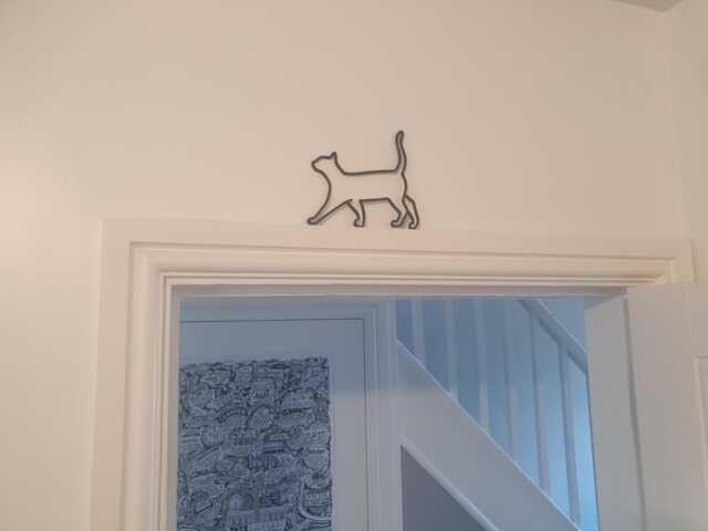 Stealthy Stroll Cat Silhouette Wall/Door Topper - Home Decor, Window Silhouette, Gothic Window Cat - image 1