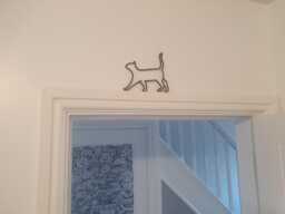 Stealthy Stroll Cat Silhouette Wall/Door Topper - Home Decor, Window Silhouette, Gothic Window Cat - thumbnail 1