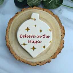 Believe in The Magic Christmas Bauble, Handmade Ceramic Decoration, Festive Tree Bauble - thumbnail 3
