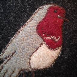 Hand Crafted Harris Tweed Robin Embroidered Cushion Cover - thumbnail 2