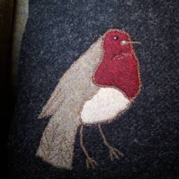 Hand Crafted Harris Tweed Robin Embroidered Cushion Cover - thumbnail 3