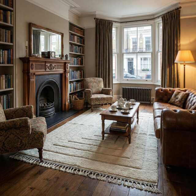 Solid Cream Carved Moroccan Rug - Textured Beni Ourain Wool Carpet Minimalist High-Low Area - image 1